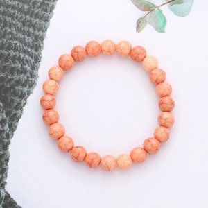 Orange Selenite INSPIRED Marbled INTENTION Beaded Stretch Bracelet